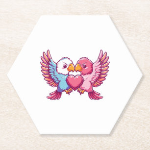Eagle couple in love animal Valentine's Day Paper Coaster