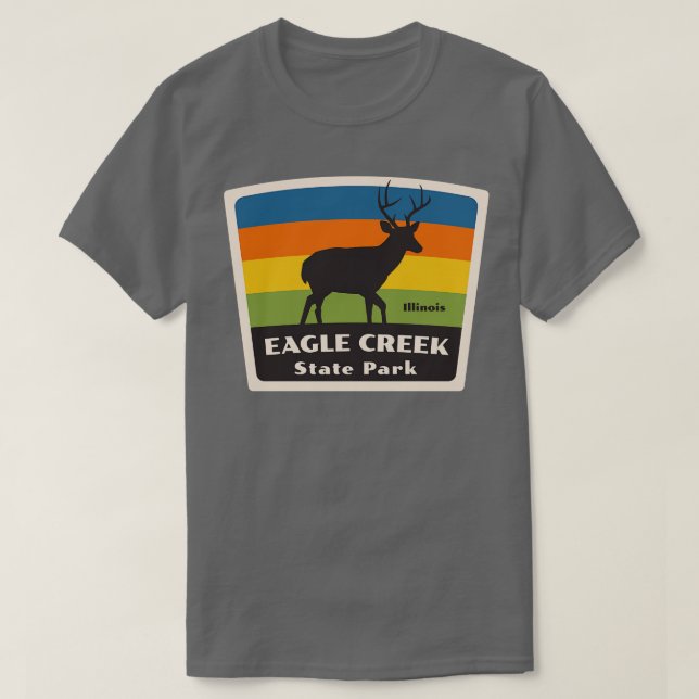 Eagle Creek State Park Illinois Roaming Deer T-Shirt (Design Front)