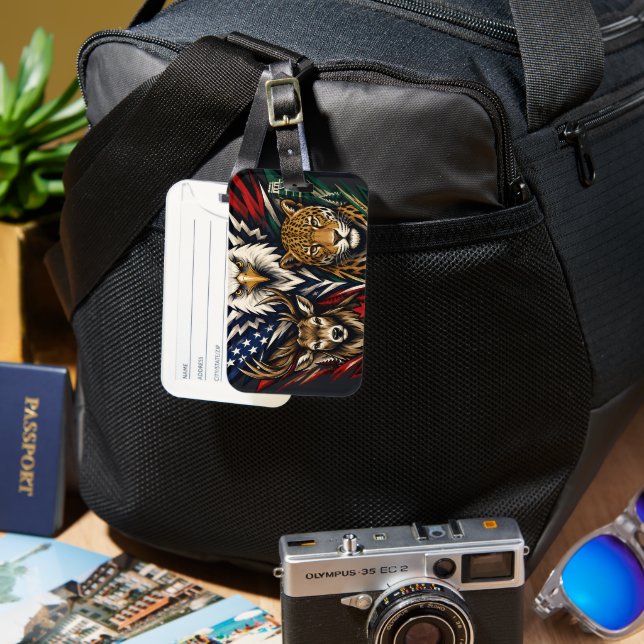 Eagle Deer Jaguar Nature Art Luggage Tag (Front & Back)