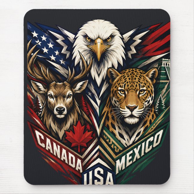 Eagle Deer Jaguar Nature Art Mouse Pad (Front)