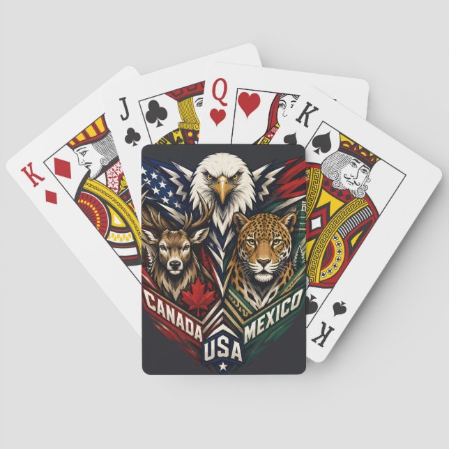 Eagle Deer Jaguar Nature Art Playing Cards (Back)
