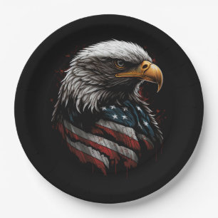 eagle design with american flag paper plate