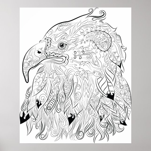Eagle drawing adult coloring poster (Front)
