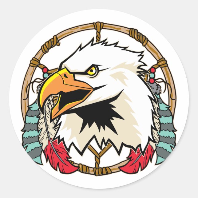 Eagle Dreamcatcher Classic Round Sticker (Front)