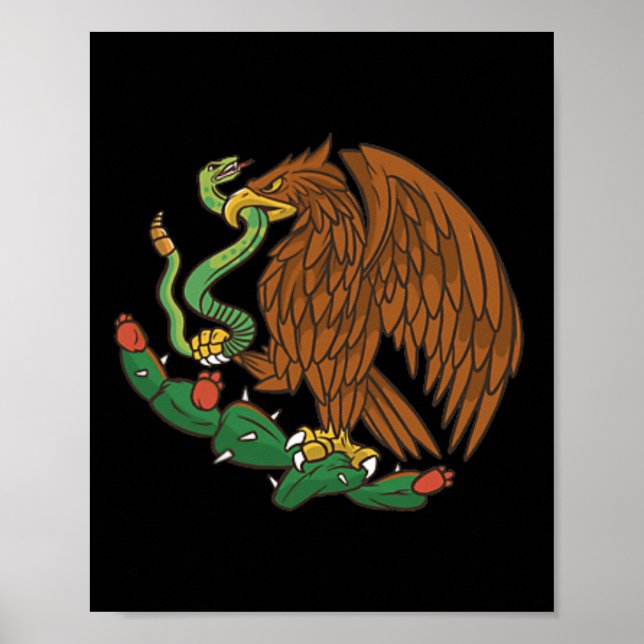 Eagle Emblem Mexico Mexican Flag Cinco De Mayo Mex Poster (Front)