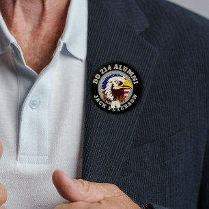 Eagle Emblem USA Flag   DD 214 Alumni Monogram 6 Cm Round Badge