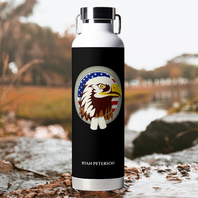 Eagle Emblem USA Flag Vertical Water Bottle (Creator Uploaded)