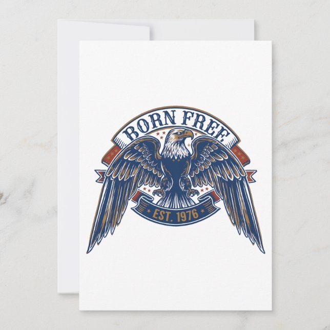 Eagle Emblem with Born Free Banner, Majestic Eagle Invitation (Front)