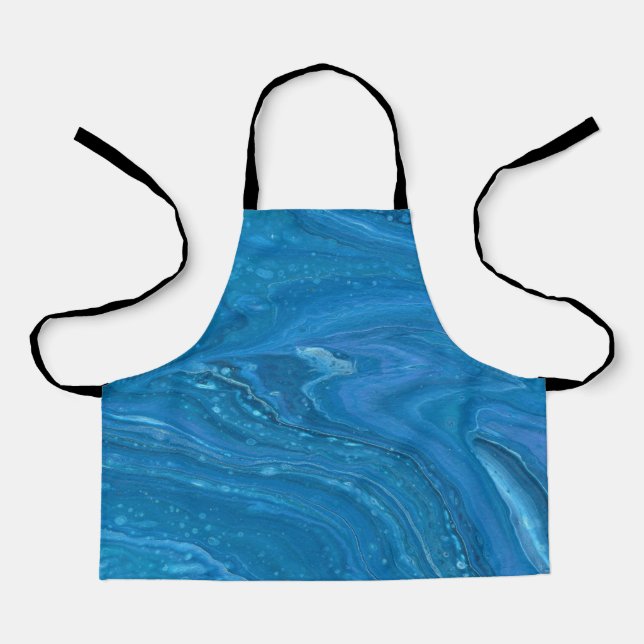 Eagle Eye 3 Cool Blue Abstract Apron (Front)