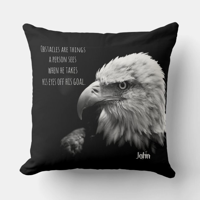Eagle Eyes Best Quote Personalised Name Cushion (Front)