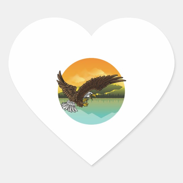 Eagle Falcon Bird Swooping Hawk Buzzard Raptor Heart Sticker (Front)