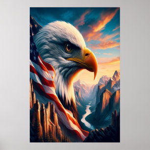 Eagle Family Nesting Atop a Cliff During 24x36 Poster