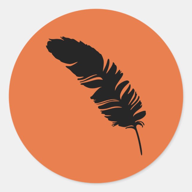 Eagle feather black silhouette classic round sticker (Front)