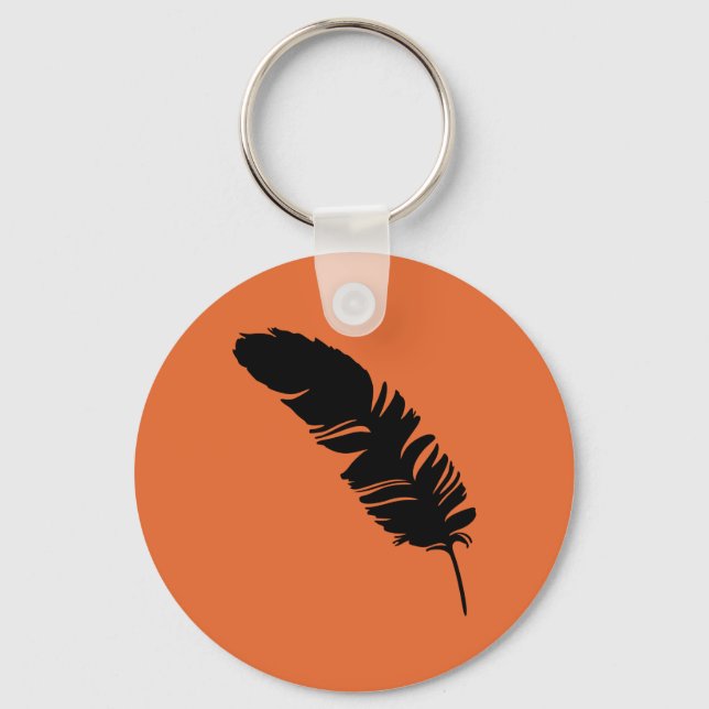 Eagle feather black silhouette key ring (Front)