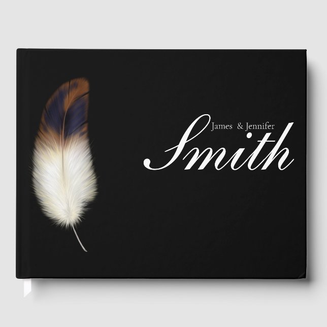 Eagle Feather Native American Wedding Black Party  Guest Book (Front)