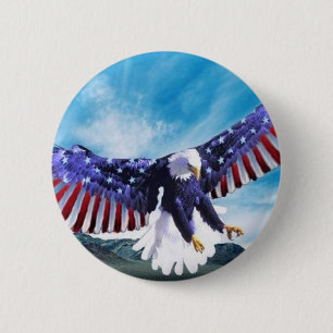 Eagle Flag 6 Cm Round Badge