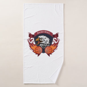 Eagle Flame Basketball Crest Bath Towel