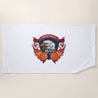 Eagle Flame Basketball Crest Beach Towel