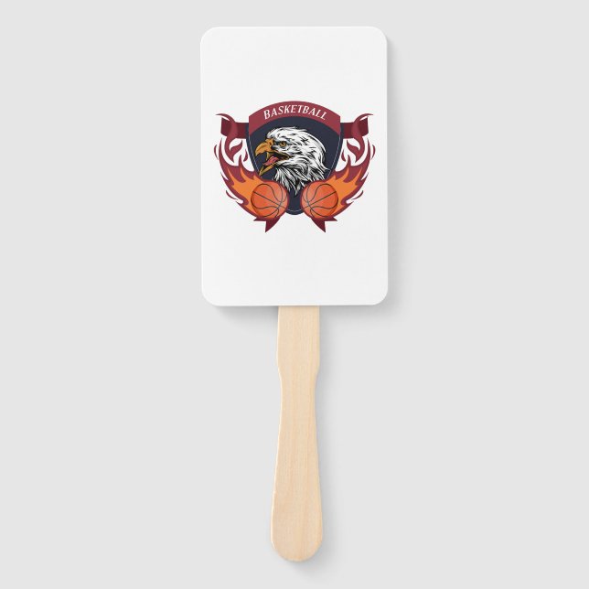 Eagle Flame Basketball Crest Hand Fan (Front)