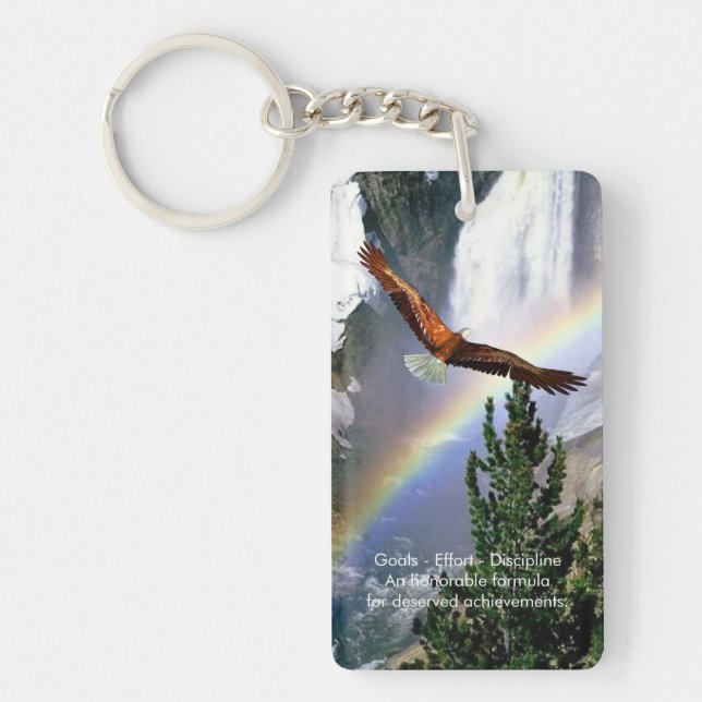 Eagle flies over the Rainbow - 2 Sided Key Chain (Front)