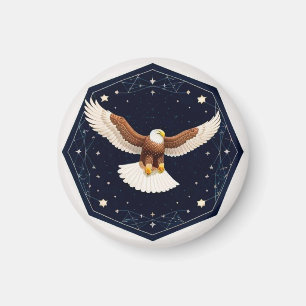 Eagle Flying Against Starry Background Magnet