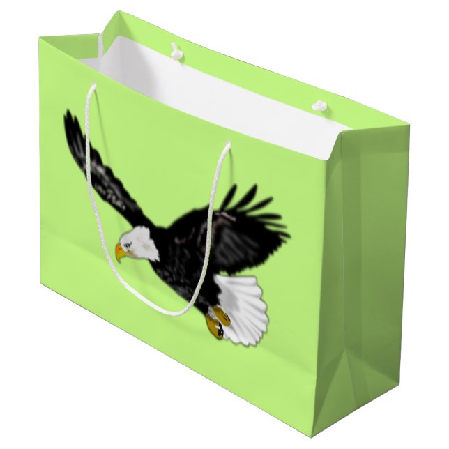 Eagle Flying - Choose/ add your colours / text Large Gift Bag (Front Angled)