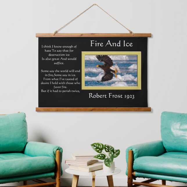 Eagle flying over the ocean with ice  hanging tapestry (Living Room)