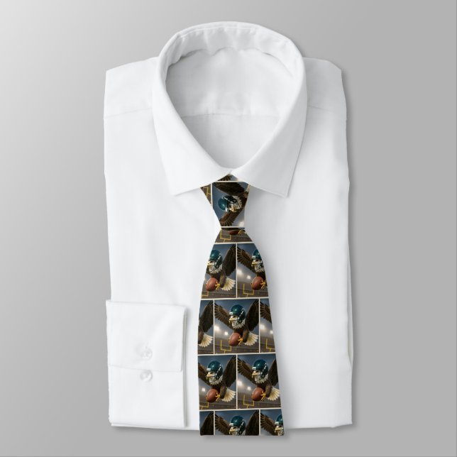 Eagle Flying With Football In Sports Stadium Tie (Tied)