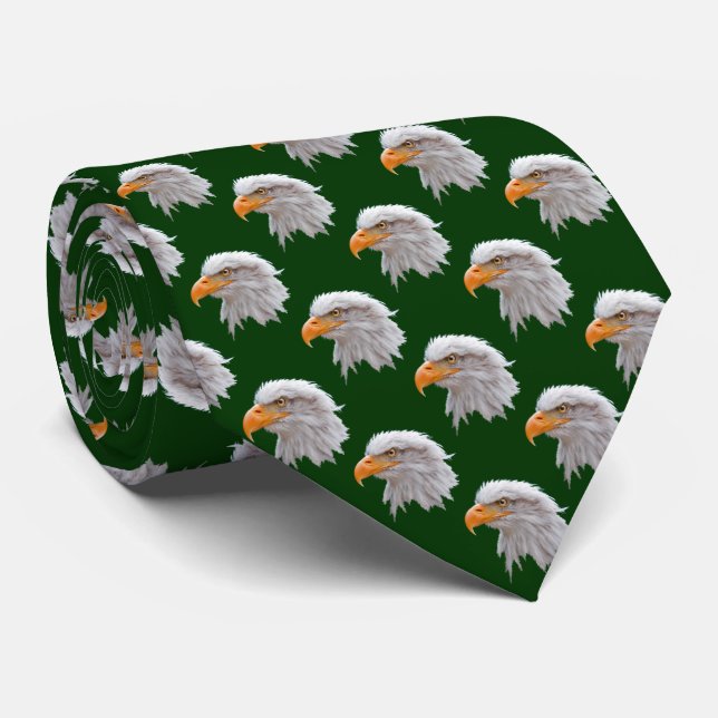 Eagle Frenzy Tie (Dark Green) (Rolled)