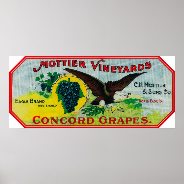 Eagle Grapes LabelNorth East, PA Poster (Front)