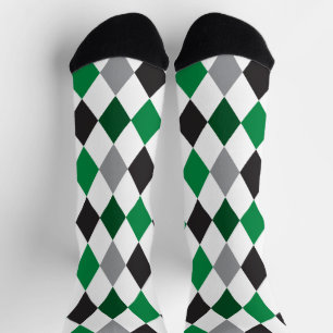 Eagle Green and Black Argyle Pattern Socks
