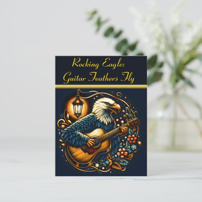 Eagle Guitarist Under Night Sky Postcard (Standing Front)