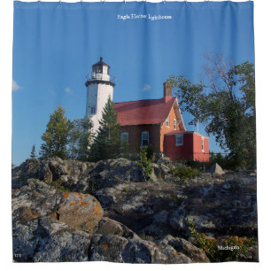 Eagle Harbour Lighthouse Shower Curtain with name