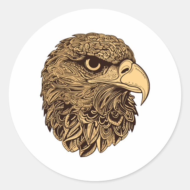 Eagle head animal classic round sticker (Front)