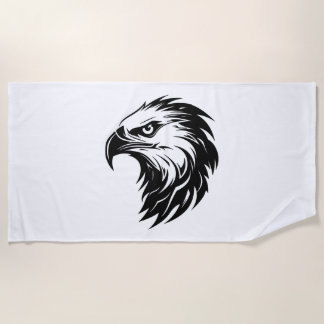Eagle head bird of prey silhouette beach towel