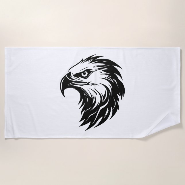 Eagle head bird of prey silhouette beach towel (Front)