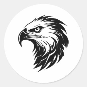 Eagle head bird of prey silhouette classic round sticker