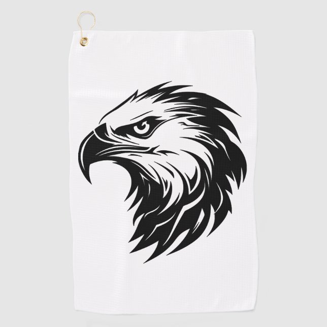Eagle head bird of prey silhouette golf towel (Front)