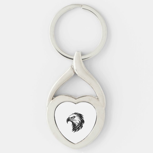 Eagle head bird of prey silhouette key ring (Front)