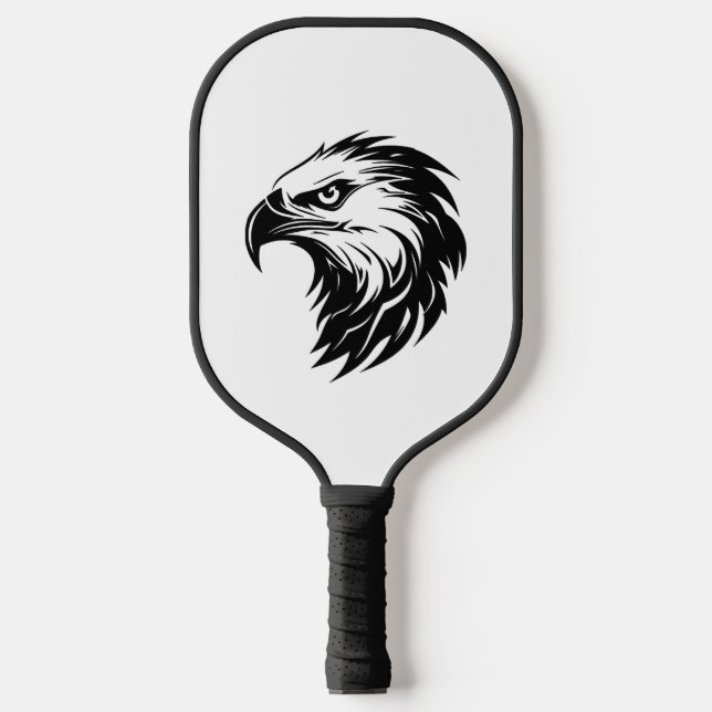 Eagle head bird of prey silhouette pickleball paddle (Front)