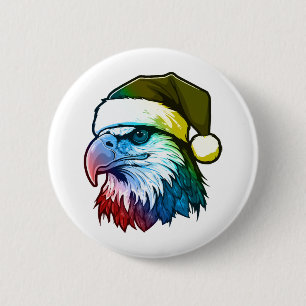 Eagle Head Christmas Portrait Colourful 6 Cm Round Badge