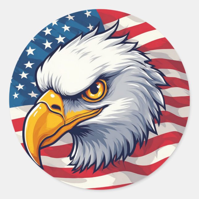 Eagle Head Graphic Tee – USA Pride Apparel Classic Round Sticker (Front)