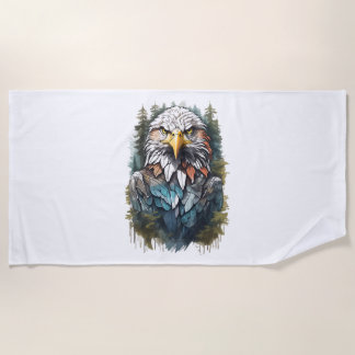 Eagle Head in Forest Beach Towel