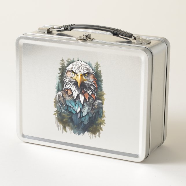 Eagle Head in Forest Metal Lunch Box (Front)