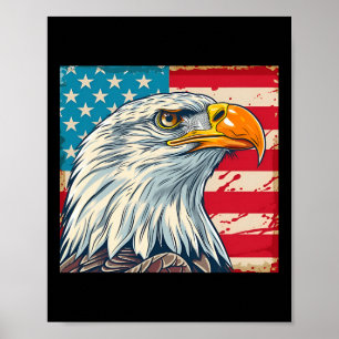 Eagle Head Usa Flag Us Flag Poster