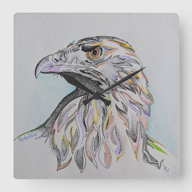 Eagle head, Wild eagle, wild bird, Bald eagle, Art Square Wall Clock (Front)