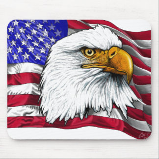 Eagle Head with Flag Mouse Pad