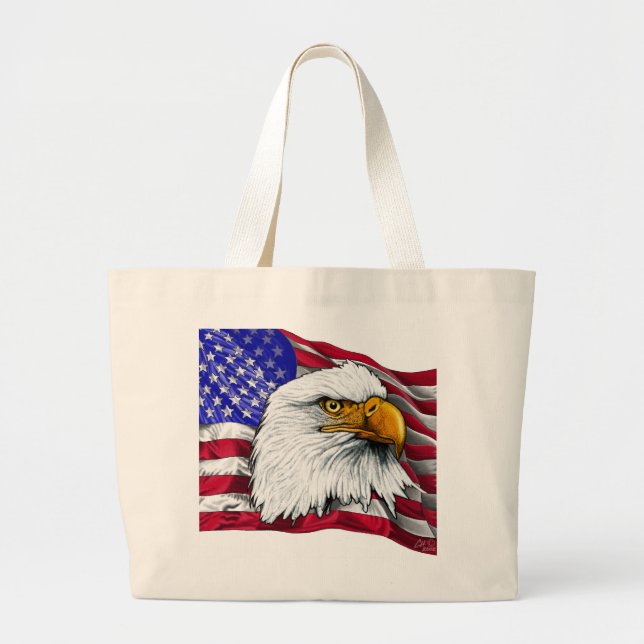 Eagle Head with Flag tote bag (Front)