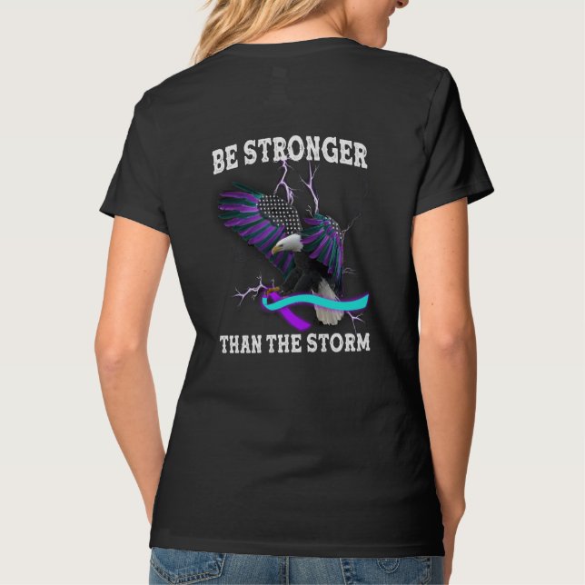 Eagle I Wear Teal And Purple Suicide Prevention T-Shirt (Back)