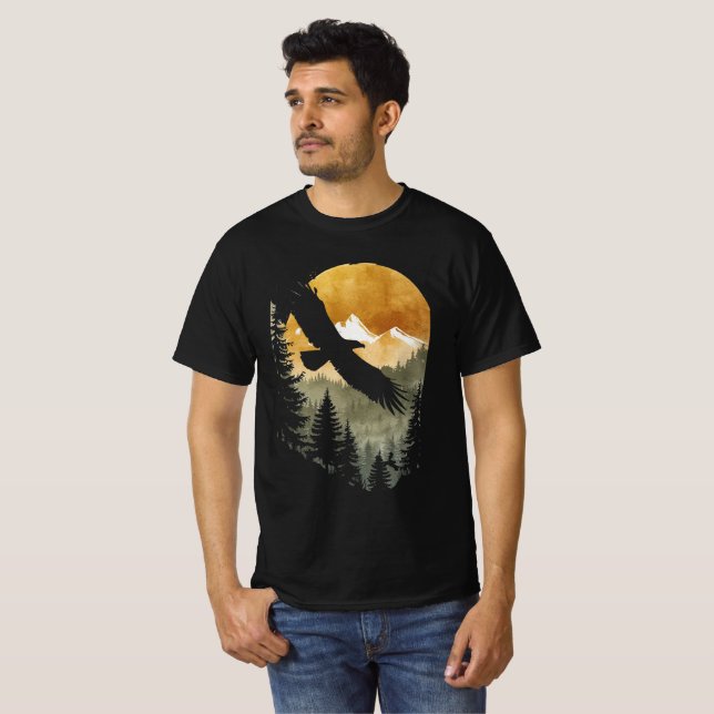 eagle image T-shirt cut over landscape (Front Full)